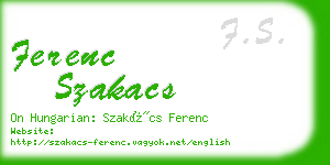 ferenc szakacs business card